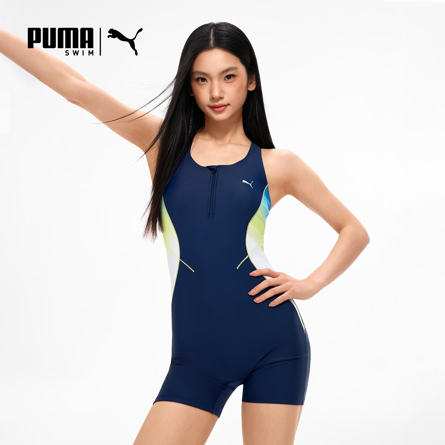 PUMA Women's One-Piece Square-Leg Chlorine-Resistant UV Protection Slim Fit Professional Swimsuit for Swimming Pool and Hot Spring