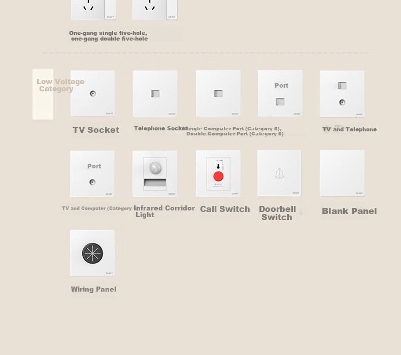 CHNT Switch Socket No-Paint Cream Style Large Panel Socket Faceplate Flush Mounted X1M One-Gang Single Control Three-Hole Cheese Yellow 30