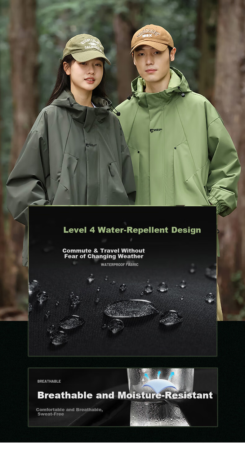 JEEP SPIRIT Unisex Khaki XL Outdoor Windproof Waterproof Mountaineering Jacket 2