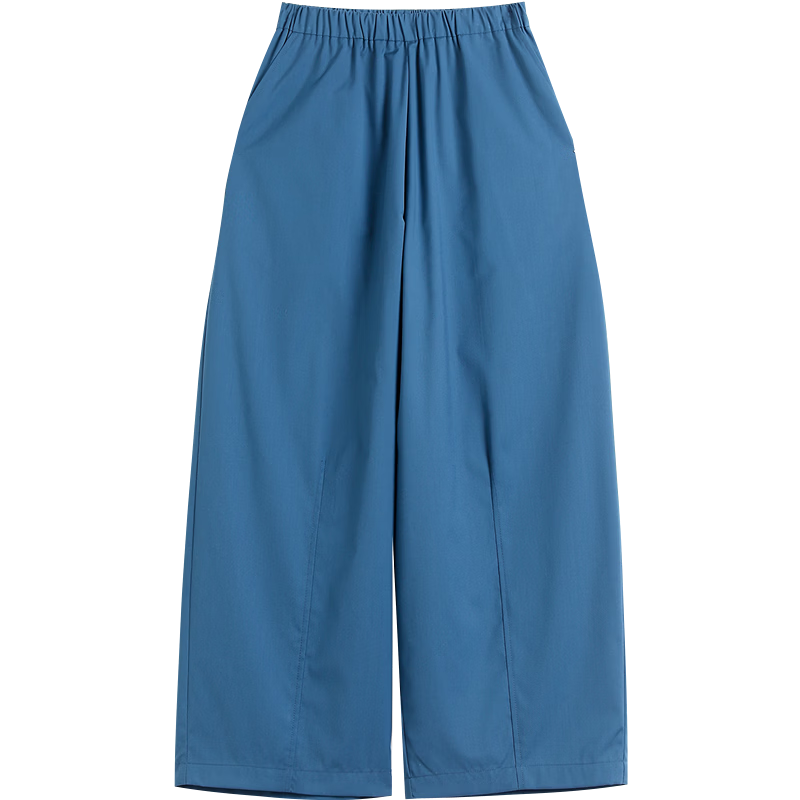 Demana Summer Cropped Pants Elastic Waist Pleated Loose Slim Wide-Leg Casual Pants for Women