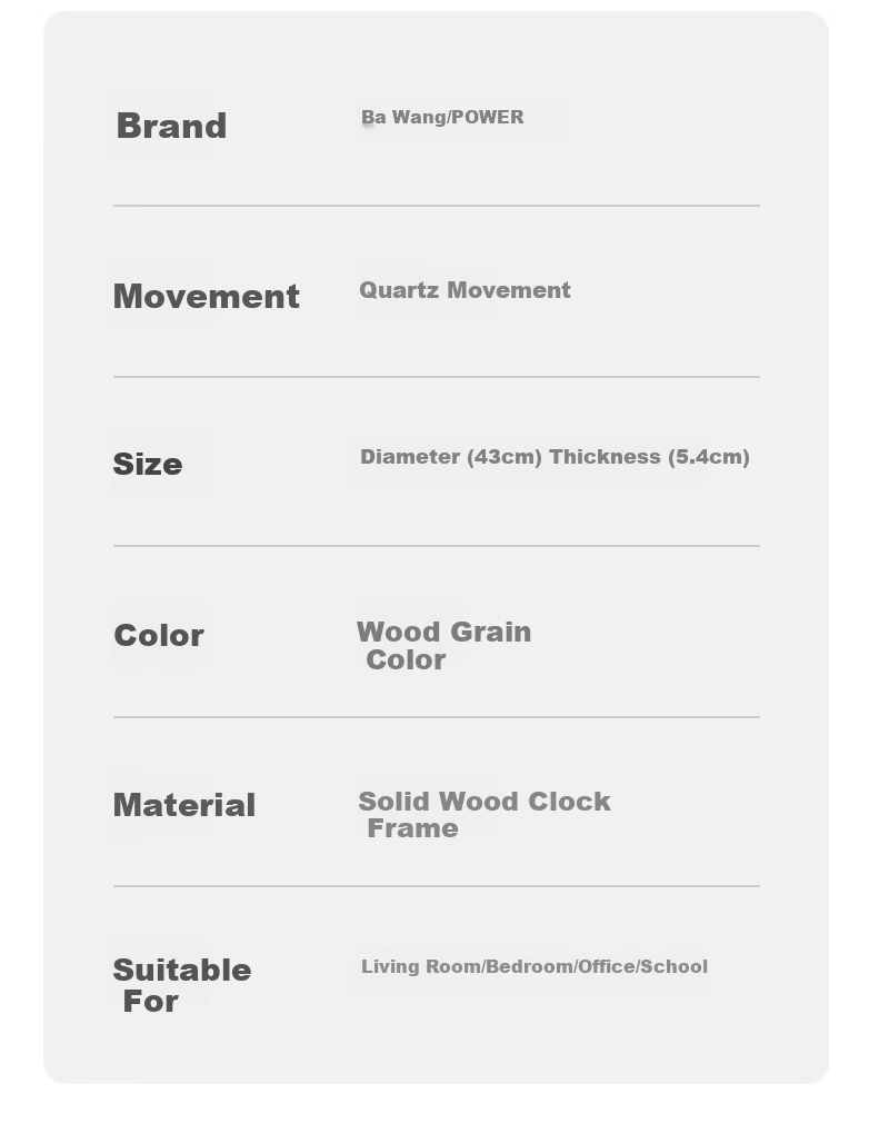 POWER Bawang Solid Wood Wall Clock Living Room 2024 New Large Size Simple Quartz Clock Office 40cm 7