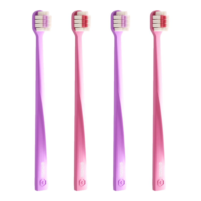BANNER Thin Soft Bristle Small Head Gum Care Toothbrush Sakura Deep Clean Sensitive Relief Bleeding Reduction - 4 Pack
