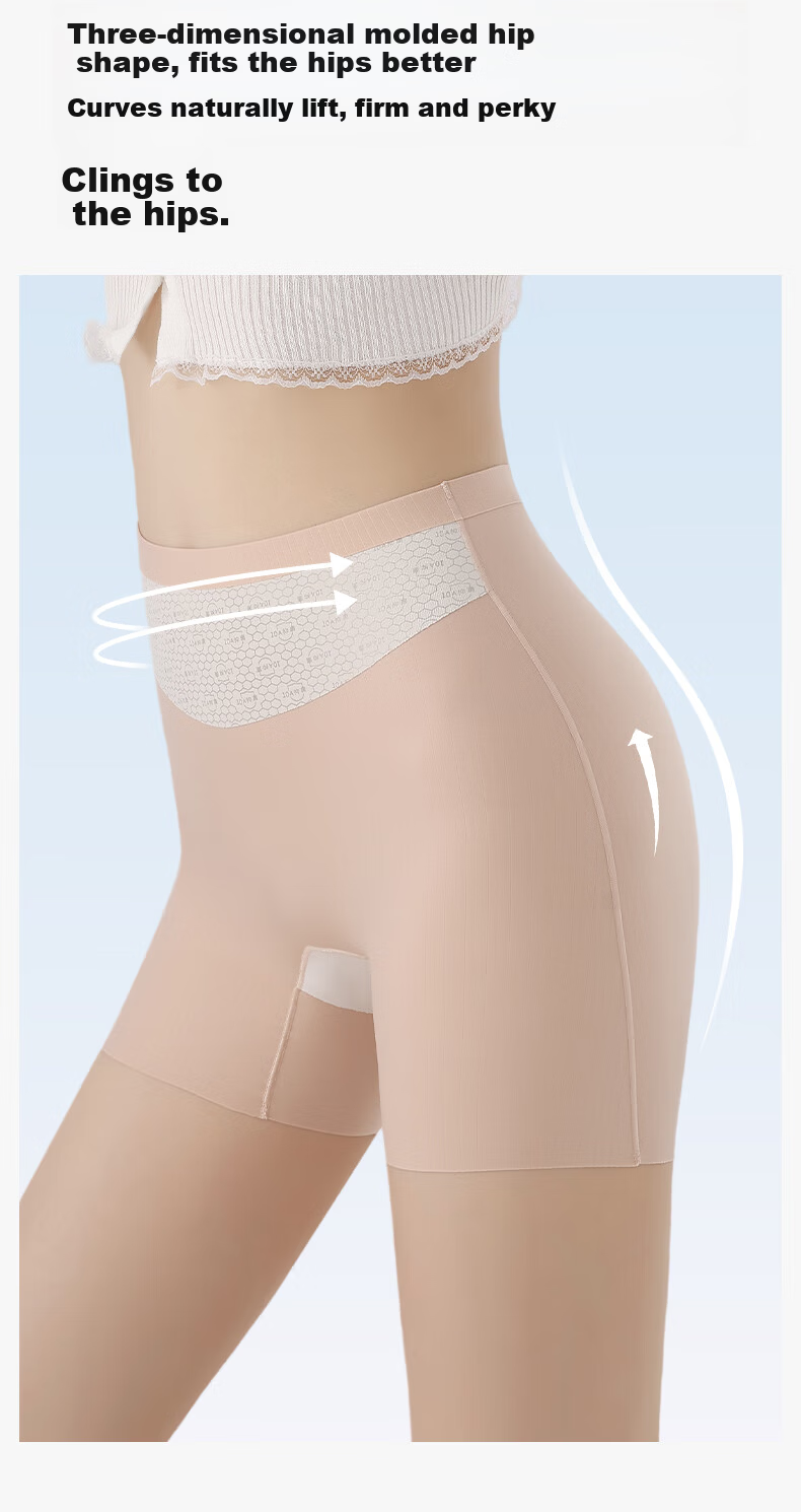 Herbal Original Color Women's Seamless High-Waist Safety Boxer Briefs, Tummy Control, Hip Lift, Anti-Bacterial, Anti-Exposure, Base Layer Shorts 10A 9