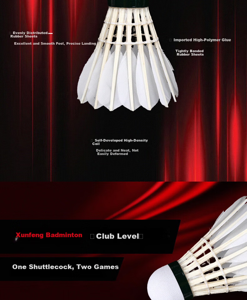 KUMPOO Feather Badminton Shuttlecocks Durable Non-Tear Stable Flight Competition Training 12-Pack K+60 Speed 76 4