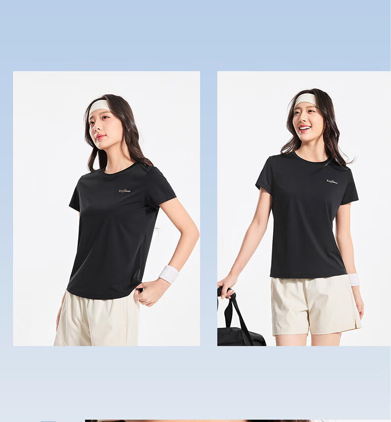 Erke Women's Crew Neck Short Sleeve Knit Shirt Summer Ice-Feel Functional T-Shirt Sports Running Casual Base Layer Top 6