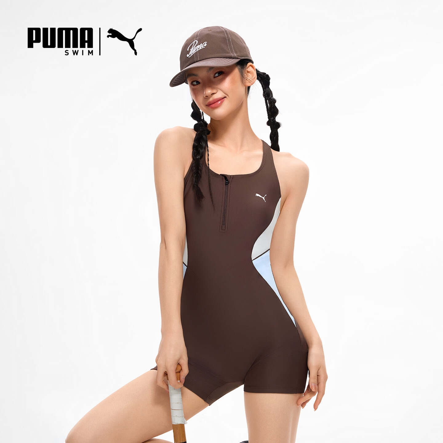 PUMA Women's One-Piece Square-Leg Chlorine-Resistant UV Protection Slim Fit Professional Swimsuit for Swimming Pool and Hot Spring