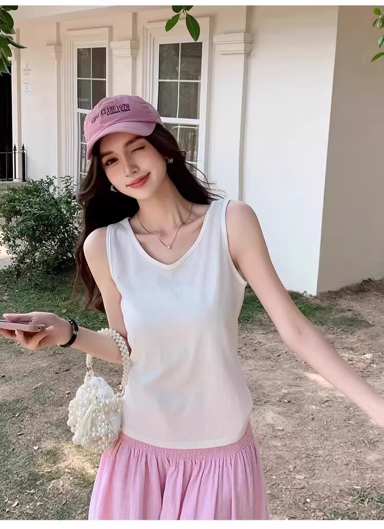 Langsha Cooling Snowflake Cotton Women's Vest Spring Loose Fit Side Coverage Camisole Sleeveless Casual Lazy Style Top 10