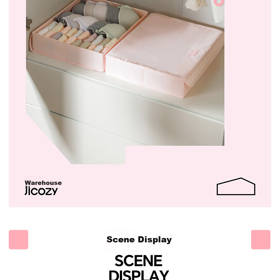 Jicang Fabric Folding Storage Box, Wardrobe Drawer Organizer, Clothes And Quilt Storage Container with Handle 2