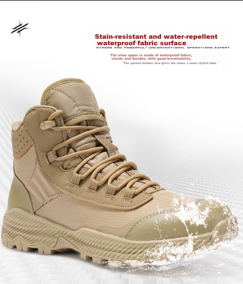Jingzhen Desert Combat Boots Men Outdoor Hiking Military Tactical Mid-High Waterproof Rescue Work Boots New Model 5