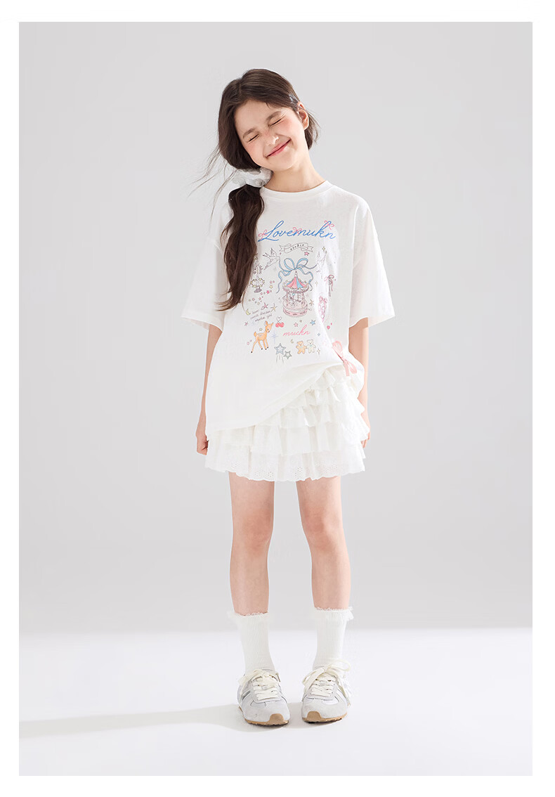 Mucmukn Wish Fairy Snowflake Soft Cotton Loose Hand-Painted Print Short Sleeve T-Shirt Summer Girls' Tee New 30