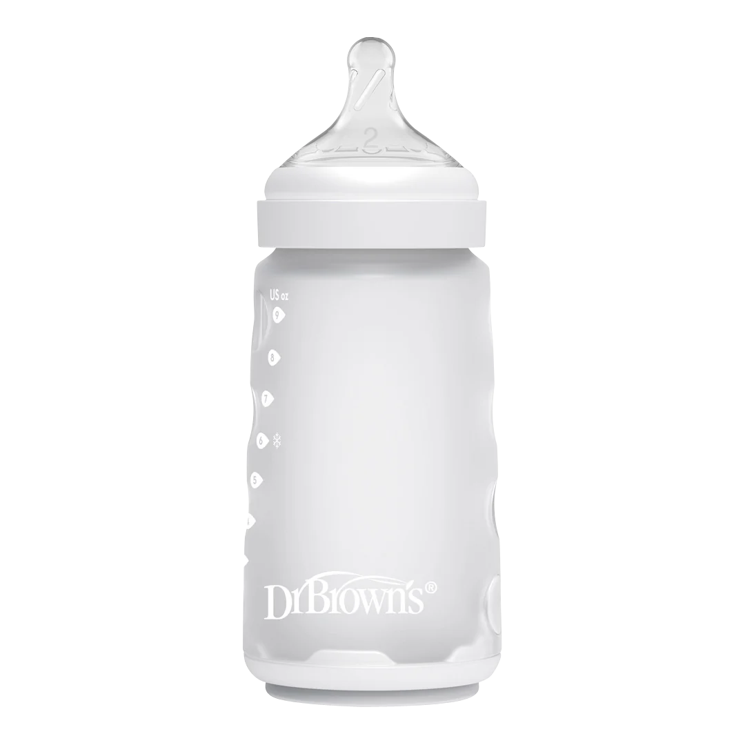 Dr. Brown's Silicone Anti-Colic Baby Bottle 270ml Wide Neck Imitation Breastfeeding White 3-6 Months