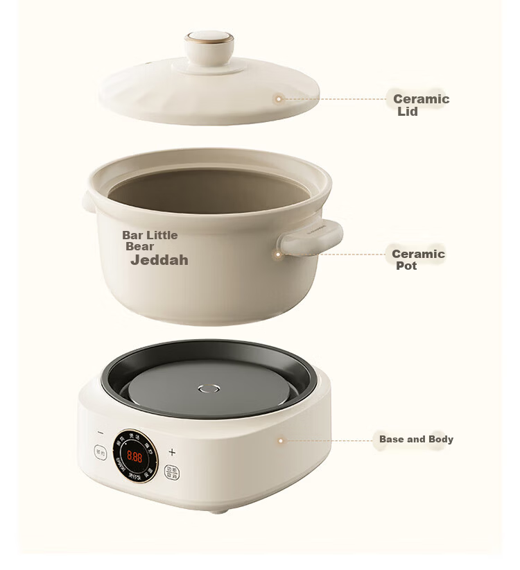 Bear Electric Clay Pot Electric Stew Pot Soup Cooker Health Porridge Cooker 3-4 People Split Electric Clay Pot DSG-D30S1 3L High Heat Quick Stew [Off-White] 23