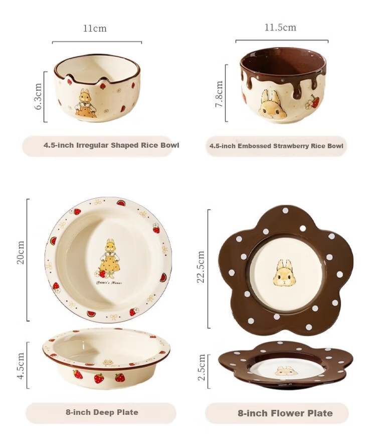 Mose Bowl And Plate Tableware Set for Home, Aesthetically Pleasing, for Two People, Goddess Festival, Wedding, Birthday, Housewarming Gift, 11-Piece Set 18