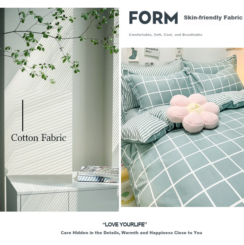 AVIVI Dormitory Bedding Set Three-Piece Student Single Bed Sheet Quilt Cover Pillowcase Yage Era Quilt Cover 150*200cm 5