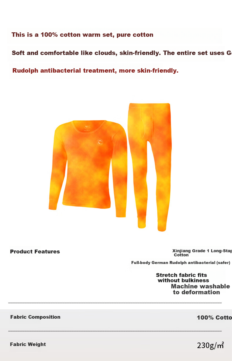 SEPTWOLVES Men's 100% Cotton Antibacterial Thermal Underwear Set, Cotton Long Johns and Shirt 2