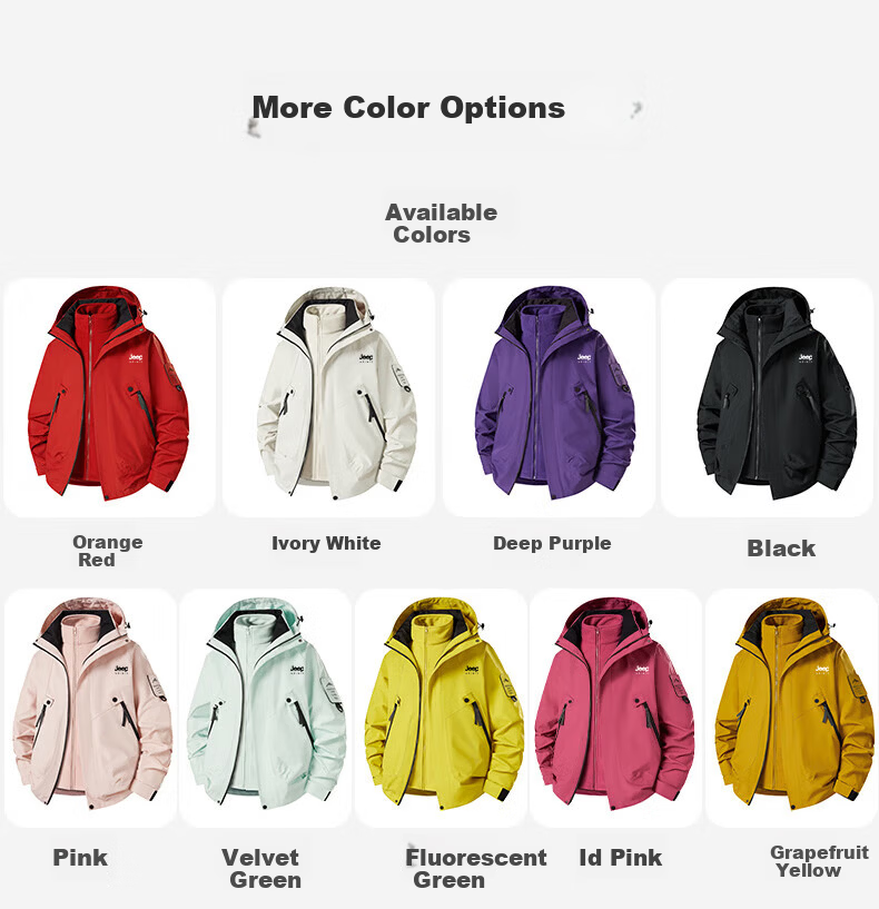 JEEP SPIRIT Men's 3-in-1 Outdoor Windproof Waterproof Mountaineering Jacket Women's Dark Purple XS 3