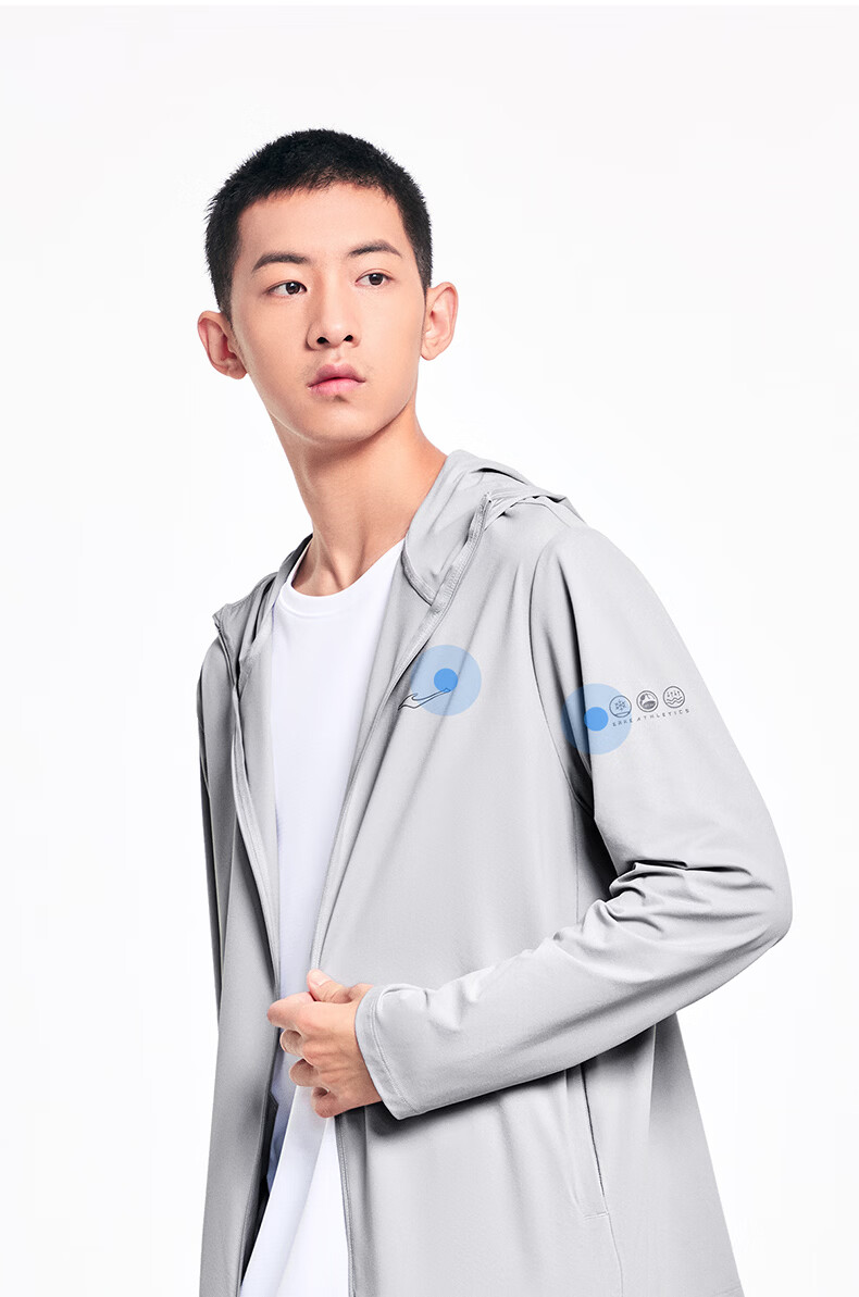 Erke Men's Summer Sun Protection Jacket Quick-Dry Ice Cooling Breathable UPF80+ Hooded Windbreaker Outdoor Sports Jacket 16