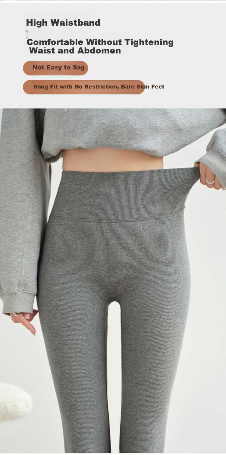 Zaisuo Women's Autumn Winter Cotton Striped Slimming Leggings Fleece Lined Thickened Tights Outerwear Leggings 9