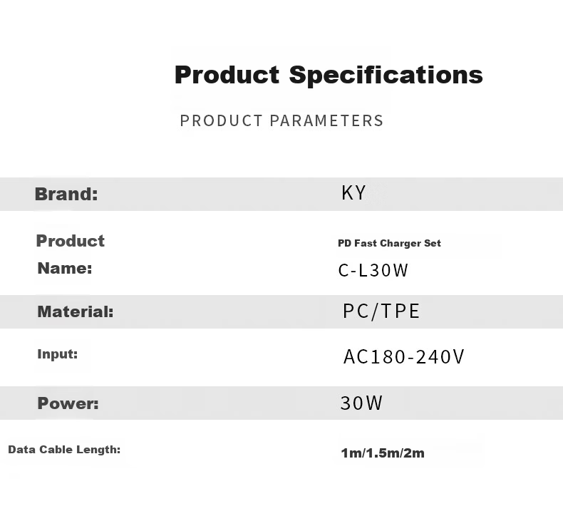 KY Kangyou [3C Certified] Apple Charging Set PD30W GaN Fast Charger Compatible with iPhone 8-14/iPad Charger + Lightning Cable 9