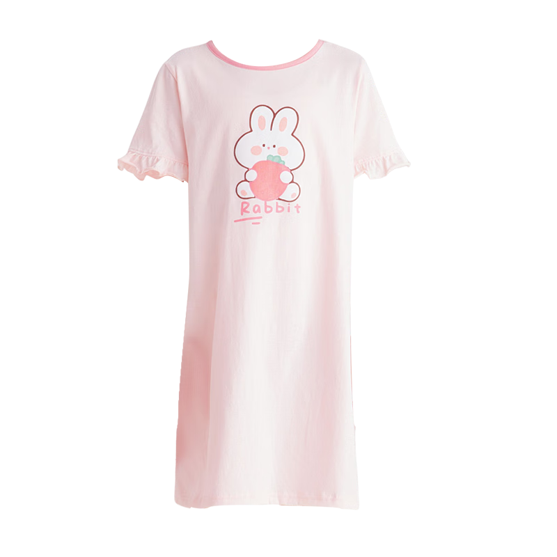 DEESHA [7A Antibacterial] Girls' Nightgown, Princess Style, Pure Cotton, Lightweight And Breathable, for Summer, Suitable for Older Children, One-Piece Dress