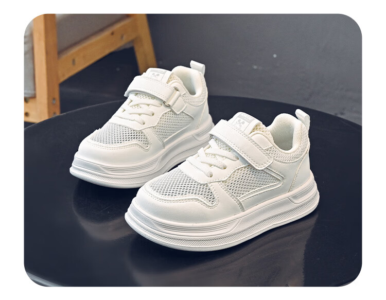 BOBDOG House Girls' Mesh Breathable White Sneakers Summer Kids' Casual Running Shoes 603562007 White Size 33 9