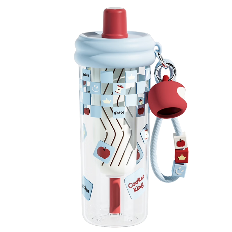 Chuida Huang Tritan Plastic Water Bottle High-Value Independent Tea Compartment Tea-Water Separation 650ml (Blue Citrus Sparkling Water)