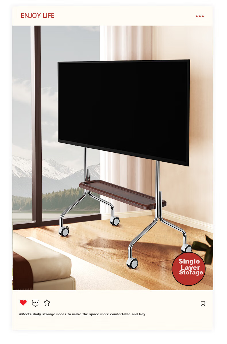 Kaiqi 32-75 Inch Mobile Stainless Steel TV Stand Art Floor Mount for Hisense TCL Thunderbird Huawei Smart Screen Xiaomi and More 14