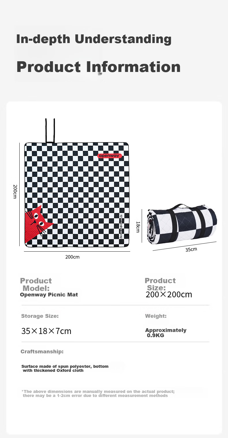 Openway Outdoor Waterproof Thickened Picnic Mat Tent Sleeping Pad Beach Seat Portable Carpet 13
