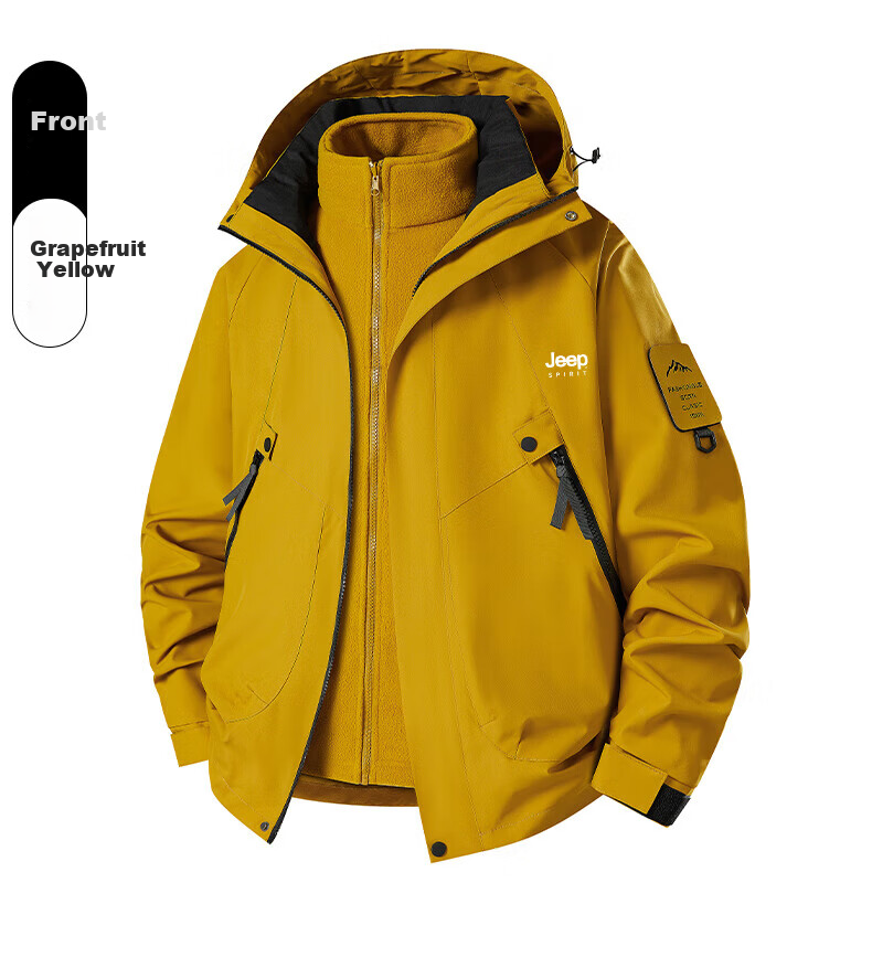 JEEP SPIRIT Men's 3-in-1 Outdoor Windproof Waterproof Mountaineering Jacket Women's Dark Purple XS 20