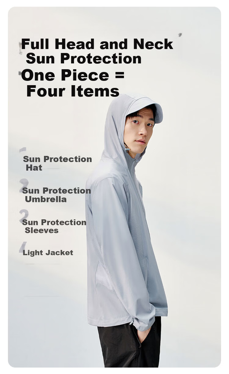JD Jingzao Water-Repellent Sun-Protective Lightweight Jacket Men's Outdoor Sun Protection Coat Unisex Skin Jacket Dual-Use for Rain and Sun Gray Blue L 8