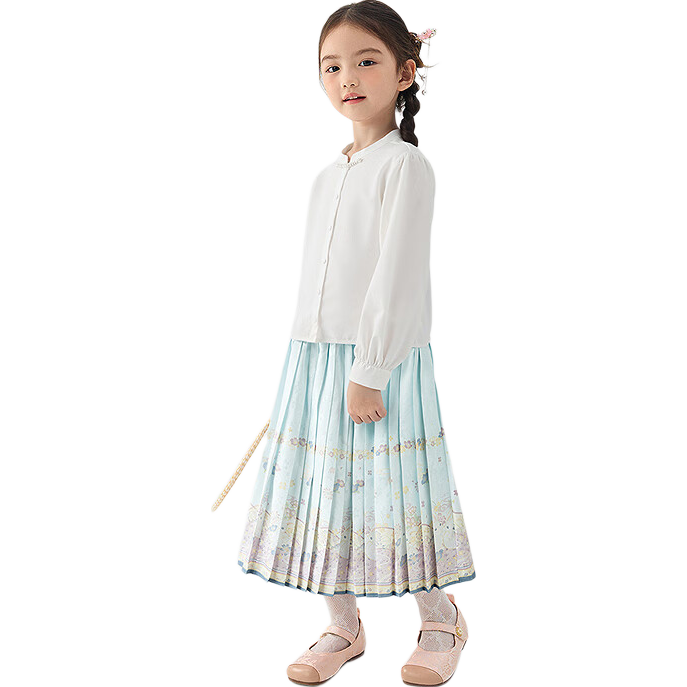 BALABALA BalaOne Girls' Outfit Set, Baby Long-Sleeve Two-Piece Set, 2025 Autumn Collection, Chinese Style New Trendy, 208325104002