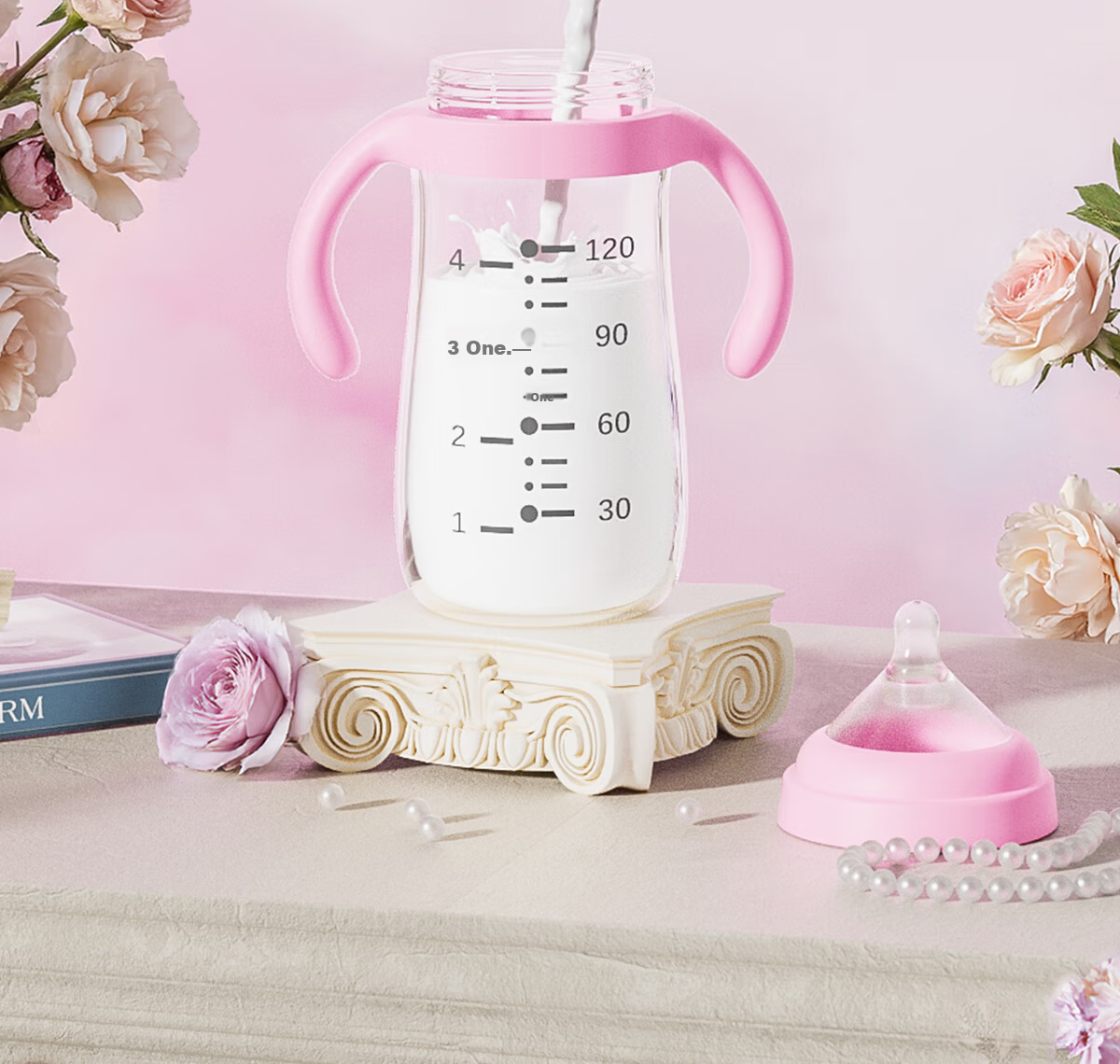 Germ Intangible Cultural Heritage Su Embroidery Insulated Water Bottle Large Capacity Sports Water Bottle Portable Women's Student Cup 800ML Magnolia 14