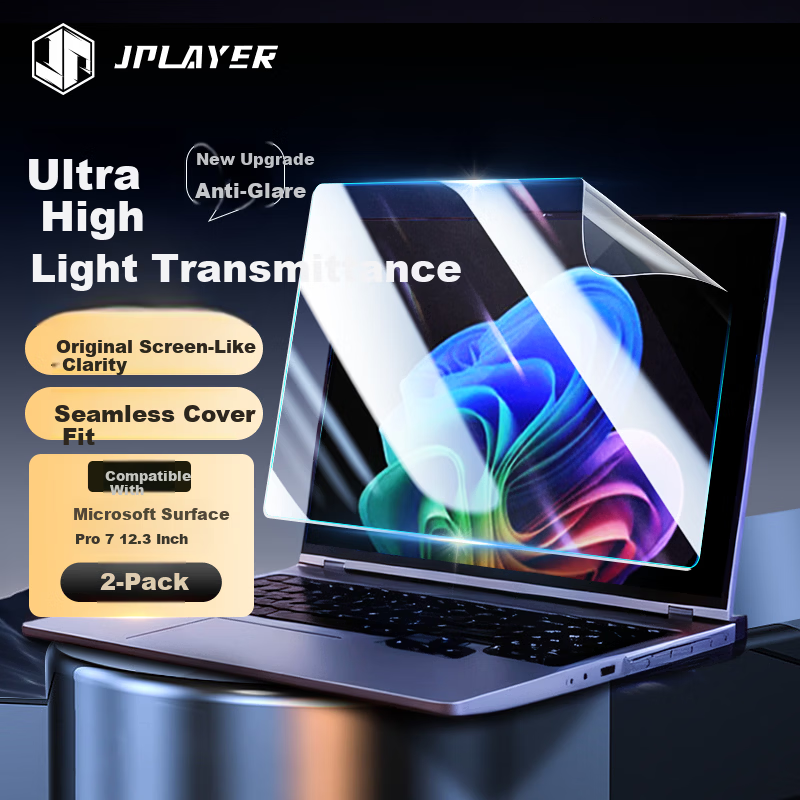 JPLAYER Screen Protector for Microsoft Surface Pro 7/Pro 7+/Pro 6/5/4/3 12.3-inch 2-in-1 Tablet Laptop HD Clear Film 2-Pack