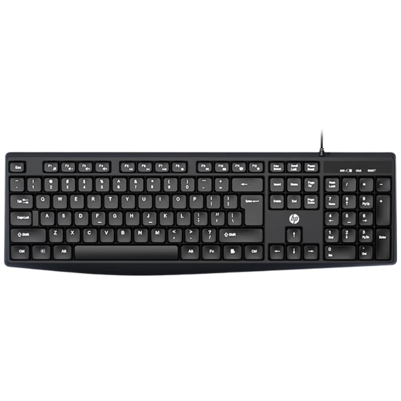 HP Wired Keyboard Efficient Office Simple Comfortable Durable Spill-Resistant Slim Quiet K10L
