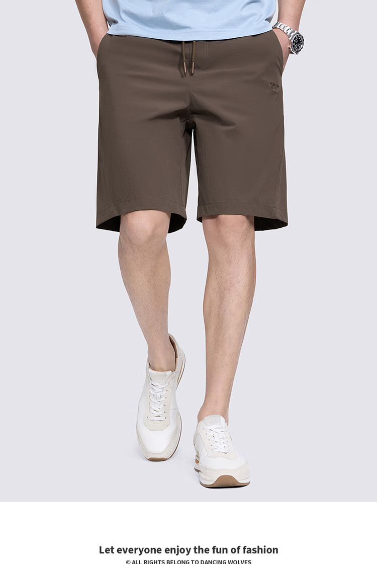 Dancing with Wolves [High Elasticity] Loose Breathable Casual Men's Shorts Commuter Versatile Easy-Care Five-Point Pants 502 Dark Purple L 3