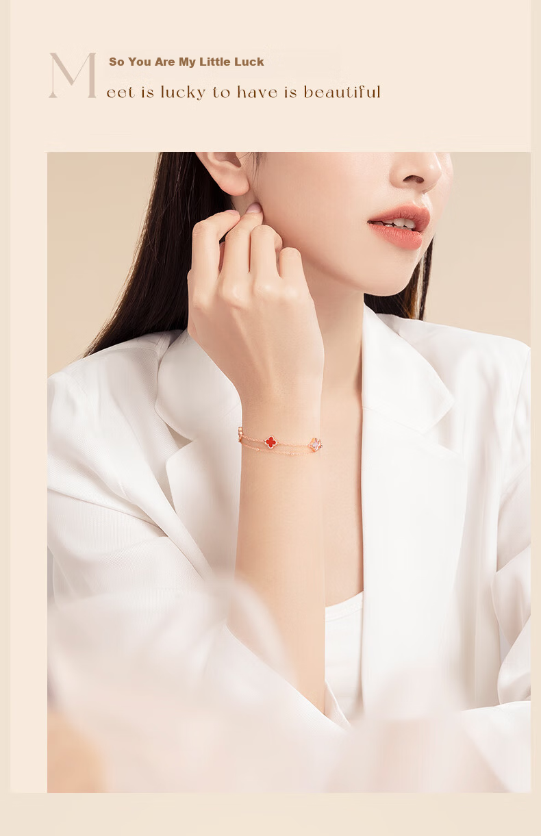 GLTEN Four-Leaf Clover Sterling Silver Bracelet for Women 2026 New Luxury High-End Jewelry Birthday Gift for Girlfriend Wife 7
