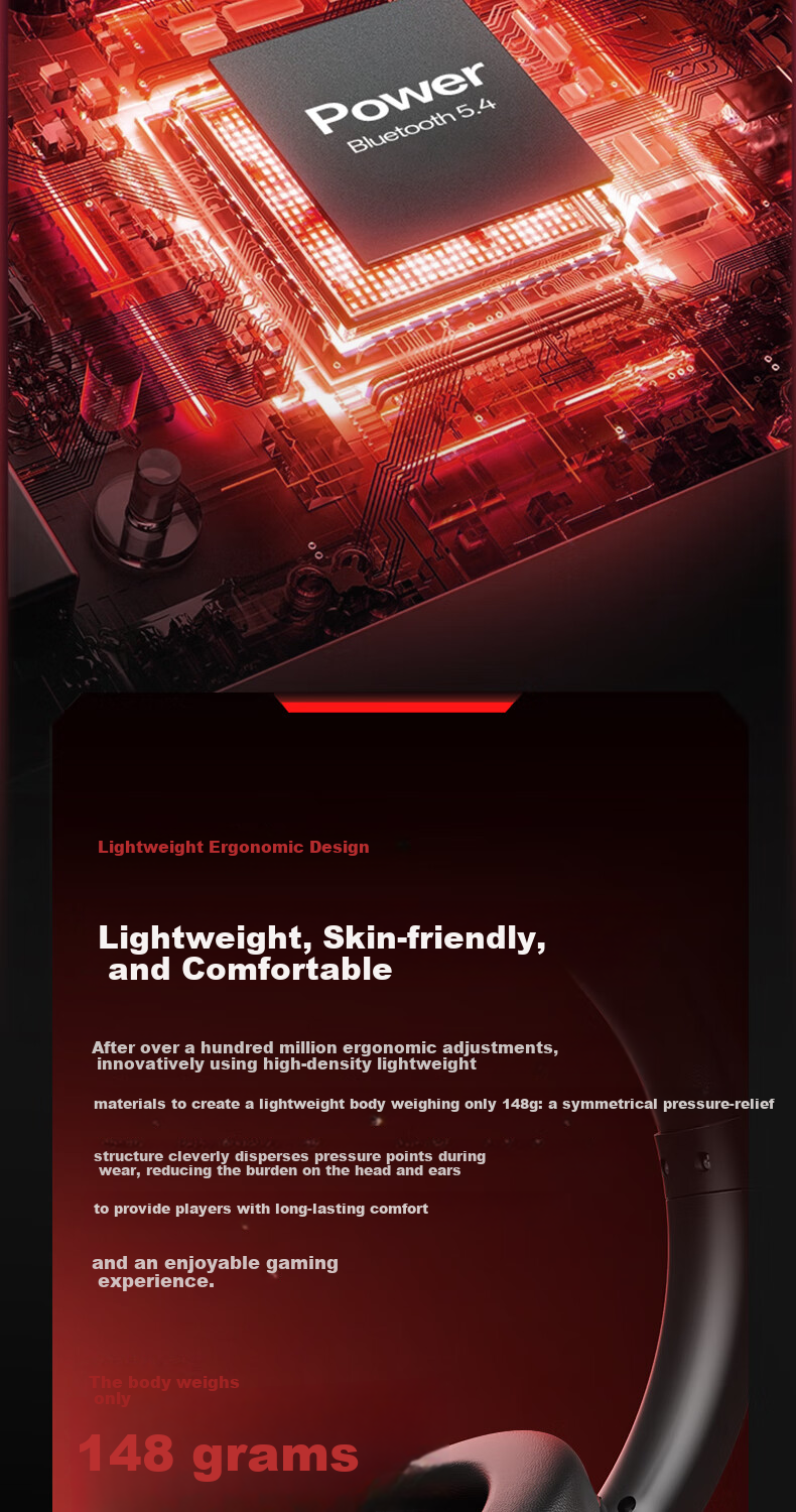 Lenovo Official JD Self-operated Gaming Headset Over-ear Bluetooth Wireless Long Battery Life FPS PUBG Delta Fearless Contract EH140 Black 8