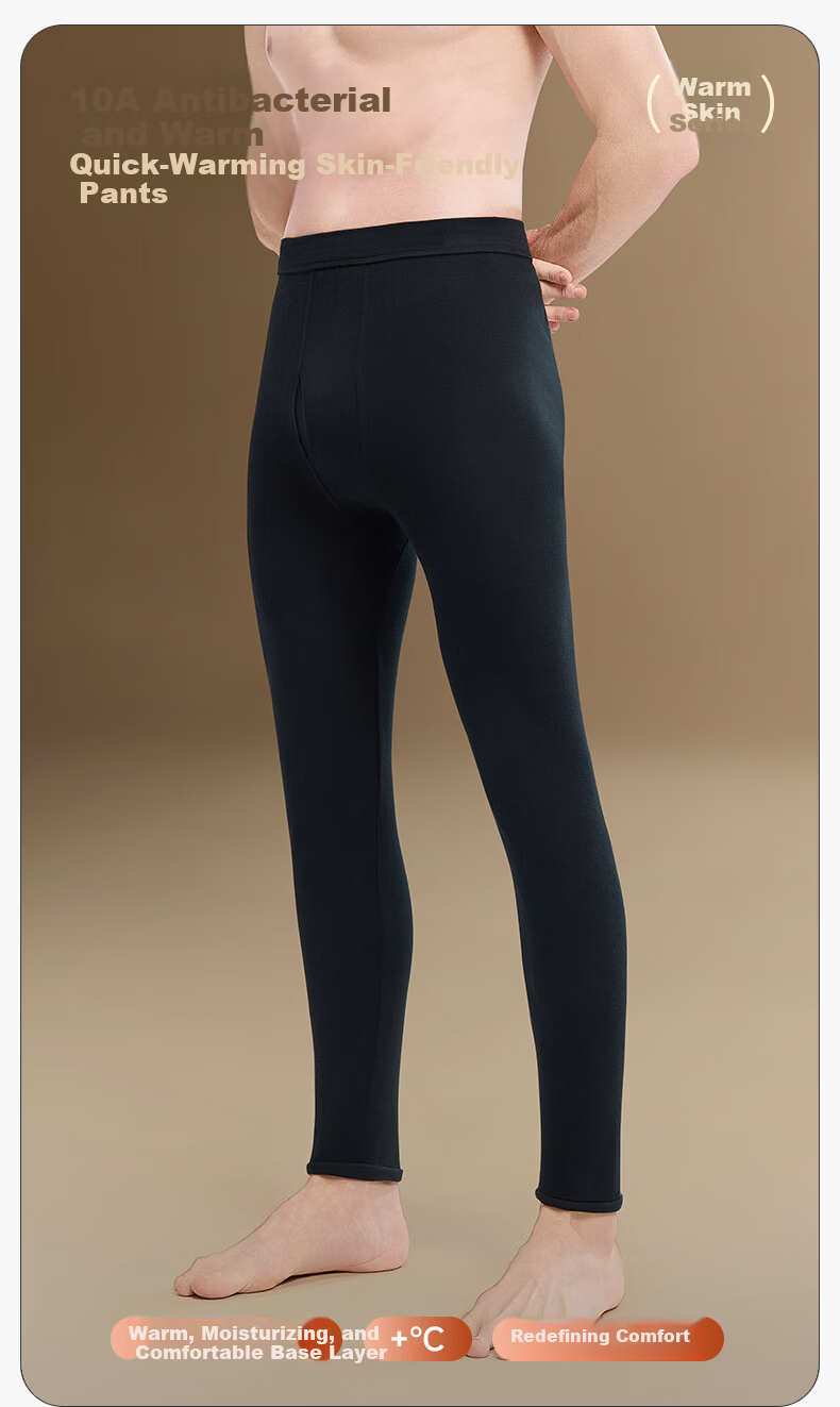 Herbal Original Color Men's Thermal Long Johns 100% Cotton Breathable Antibacterial Loose Fit 10A Autumn Winter Heat Retaining Base Layer Pants 2025 1