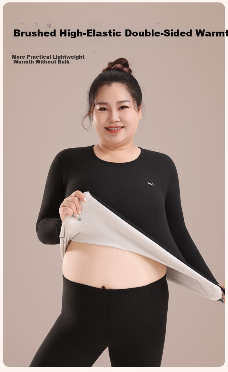 MiiOW Women's Cashmere Silk Thermal Underwear Plus Size Autumn Winter Fleece Thickened Warm Top 5