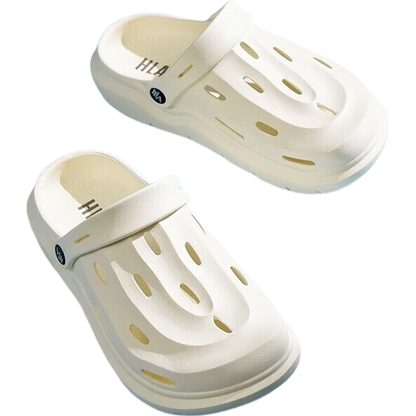 HLA Sandals, Men's Casual Hole Shoes, Closed-Toe Slippers, HAALXM2EBK017, Beige, Size 42/43 (Dual Size)
