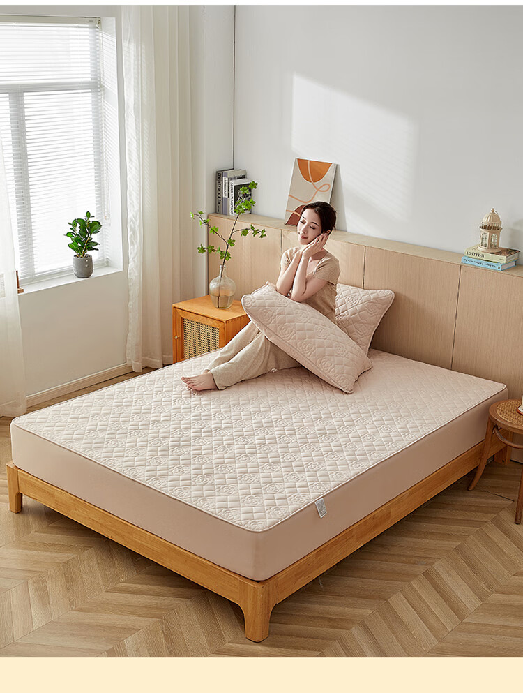 Urban Beauty Class A Waterproof Full Coverage Urine-Proof Fitted Sheet Single Bed Cover Mattress Protector Dustproof Camellia 180*200cm 10