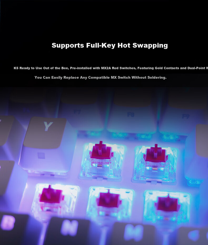 CHERRY XTRFY K5V2 Champion 67-Key Wired Mechanical Gaming Keyboard Customizable for Valorant CS:GO 2 Apex Legends White 6