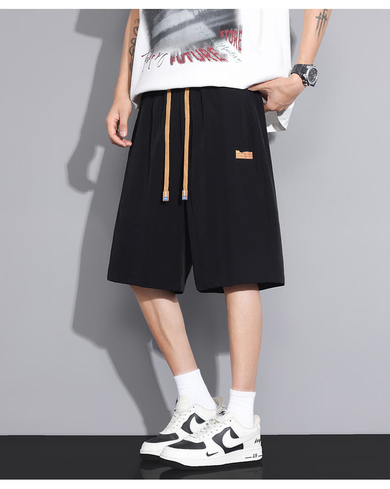 MULINSEN Men's Summer Cooling Lightweight Breathable Loose Fit Five-Point Casual Shorts Black M 18