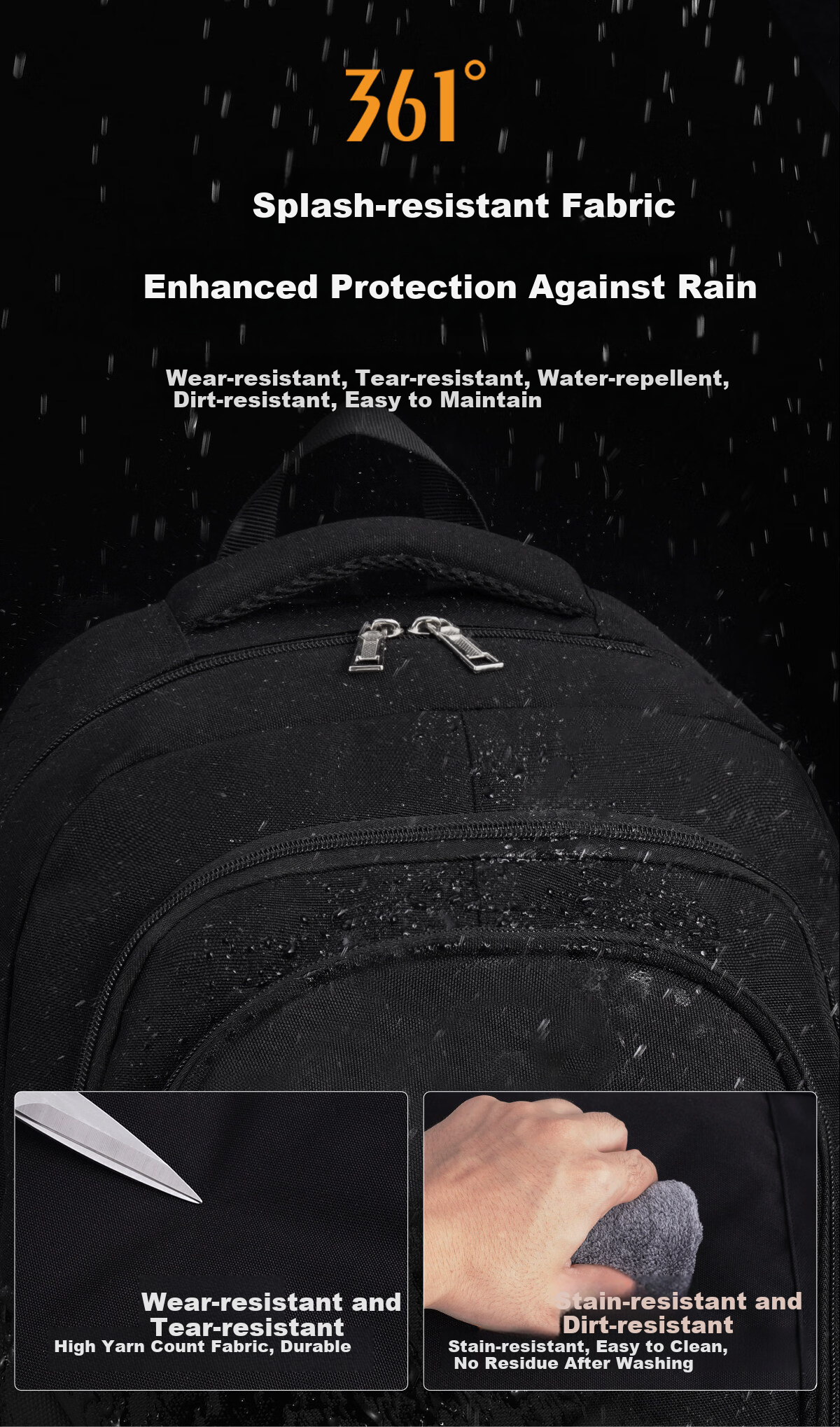 361° Men's Large Capacity Backpack Junior High High School Bookbag 2025 New Business Commuter Laptop Travel Bag 6