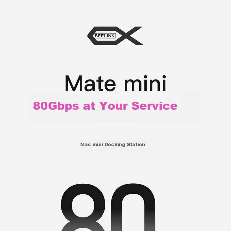 Lingke Mate Mini Speed Edition Docking Station Mac Mini High-Speed 80Gbps Expansion Dock Base Hard Drive Enclosure 16TB Storage Expansion Ultra-Fast Read/Write Beyond Original Hard Drive 1