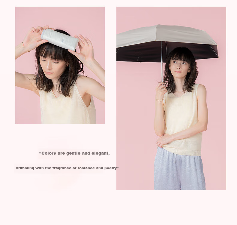 Wpc. UV Protection Folding Sun Umbrella Japanese Anti-UV Lightweight Portable Black Coating Sunscreen Umbrella Rain and Sun Dual Use 4