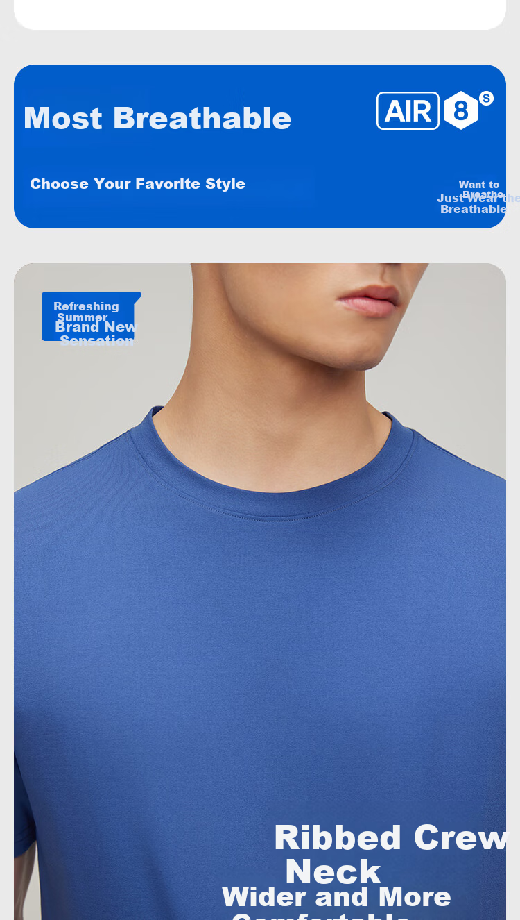 HLA [Zui Huxi-Air8S] Short-Sleeve Undershirt for Men And Women, Moisture-Wicking Quick-Dry Couple's Basic Undershirt 16