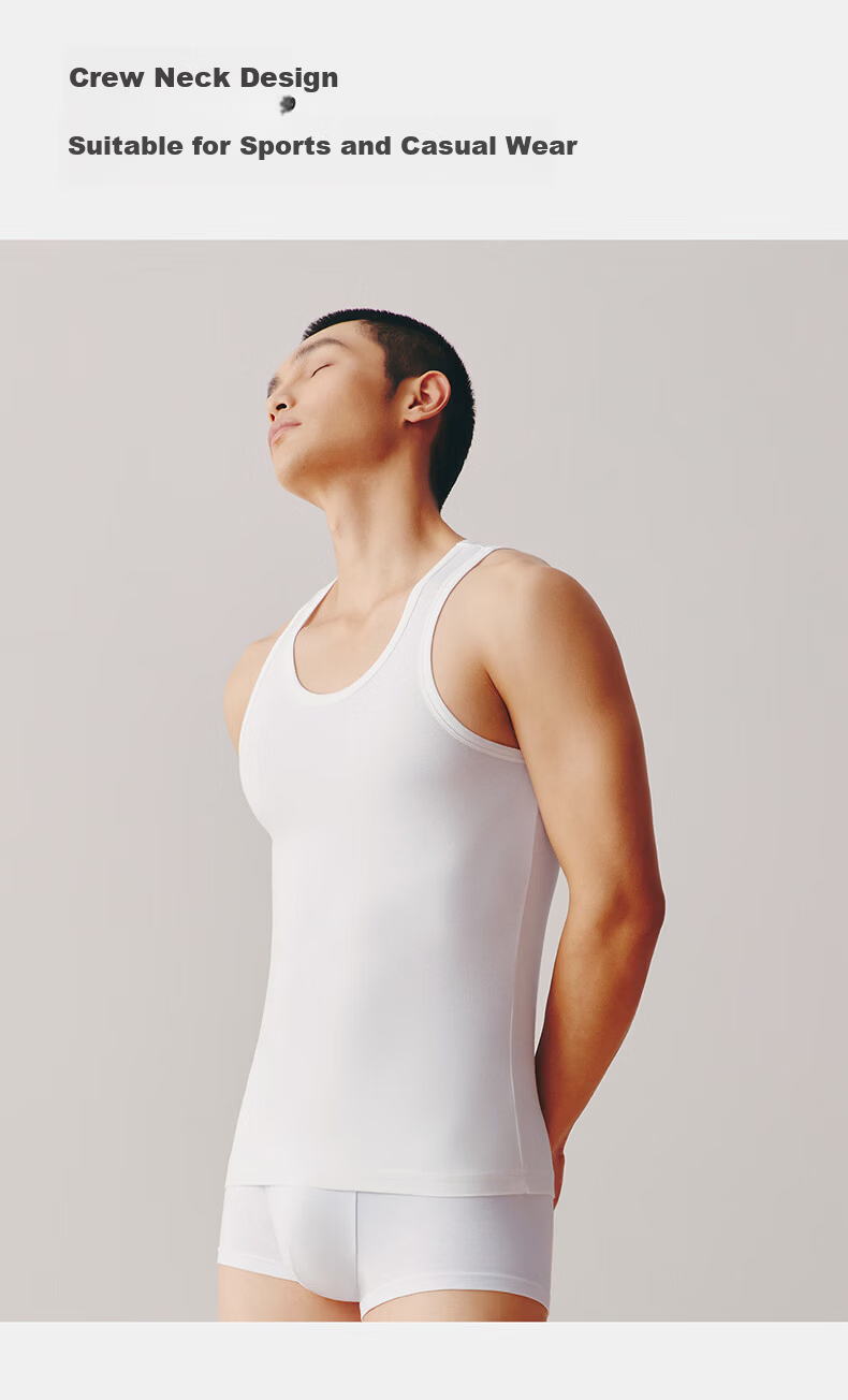 THREEGUN [2-Pack] Men's 3A Antibacterial Anti-Mite Breathable Stretch Cotton Sports Tank Top 8