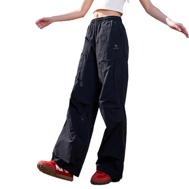 CAMEL Women's Sports Casual Workwear Pants Ice Cooling Sun Protection Straight Leg C26BW1L0048 Phantom Black M