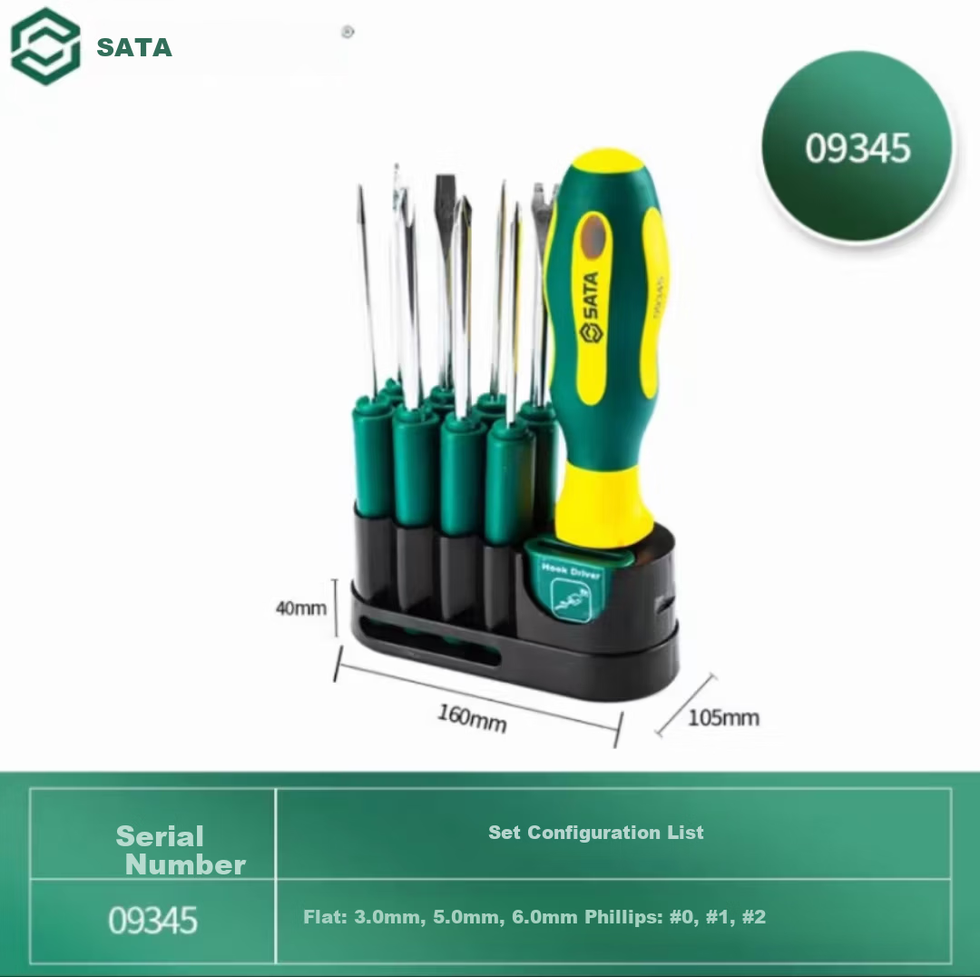 SATA 10pcs Interchangeable Head Screwdriver Set 09345 1